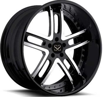 19 inci 2-PC Gloss Black Machined Forged Car Rims Untuk Lamborghini Gallardo Aluminium Rims 5x112 dan 5x120